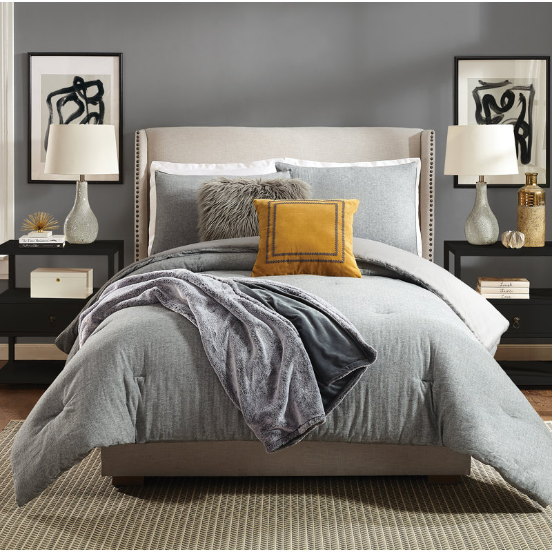Ayesha Curry Asher Gray Standard Cotton 3 Piece Comforter Set & Reviews